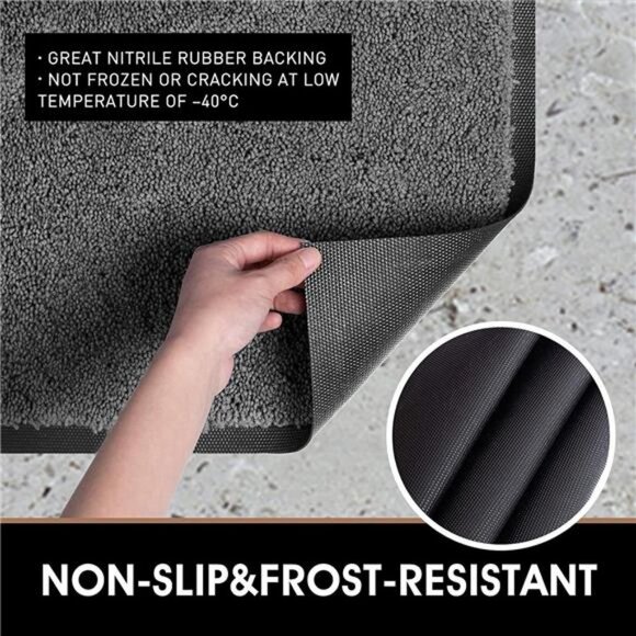 Indoor Microfiber Door Mat - Entryway Welcome Rug 29.5”x17” Grey - Picture 2 of 7